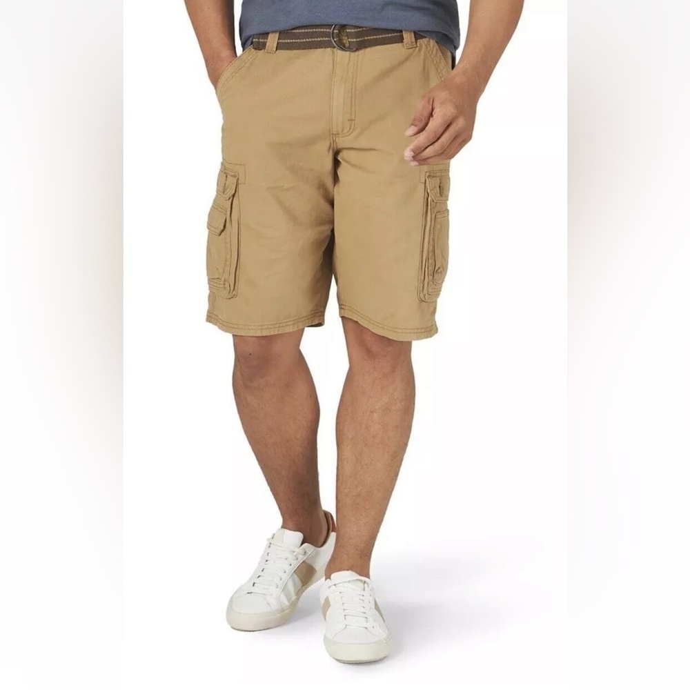 NWT Mens LEE 100% Cotton CARGO SHORTS with Belt Size 29 Khaki Tan
